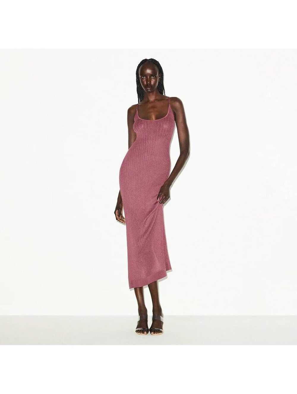Skims sheer knit dress beet